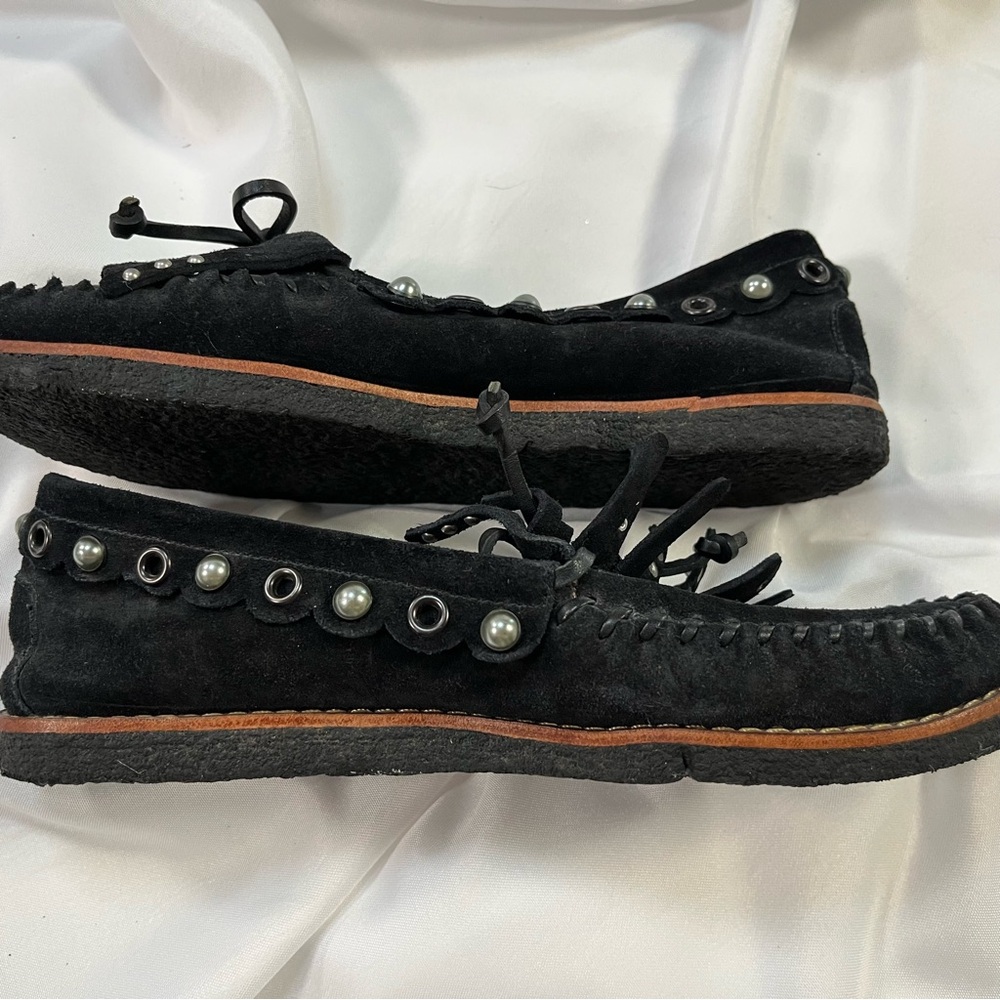 Coach Rocassin Black Suede Moccasin Flats - Picture 5 of 13